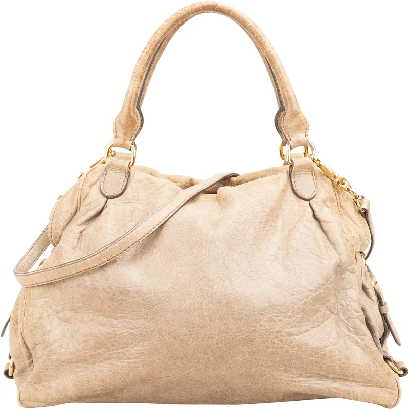Miu Miu Vitello Lux Leather Satchel Hobo Handbag