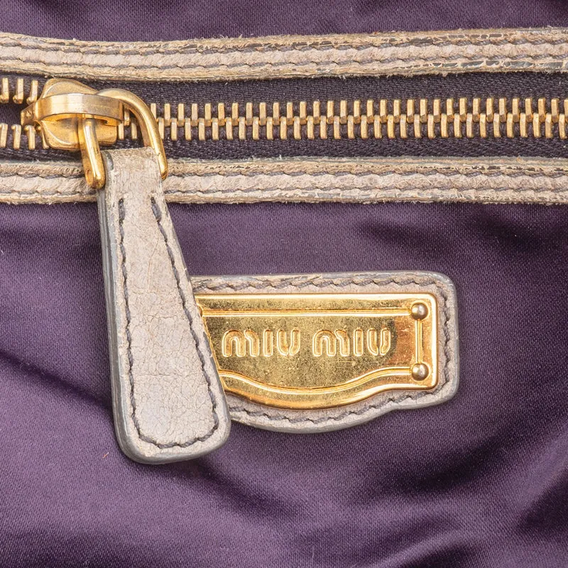 Miu Miu Vitello Lux Leather Satchel Hobo Handbag