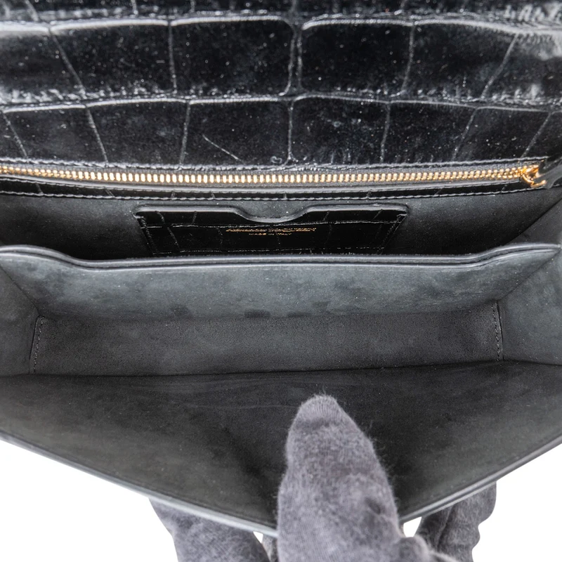 Alexander McQueen Croc-Embossed Leather Jewelled Knuckle Crossbody Bag