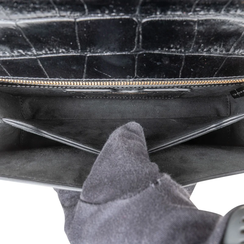 Alexander McQueen Croc-Embossed Leather Jewelled Knuckle Crossbody Bag