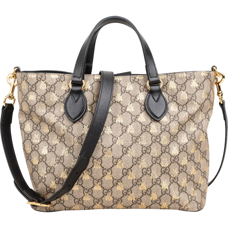 Gucci Monogram GG Supreme Bee Print Small Tote Handbag