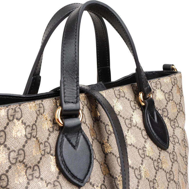 Gucci Monogram GG Supreme Bee Print Small Tote Handbag
