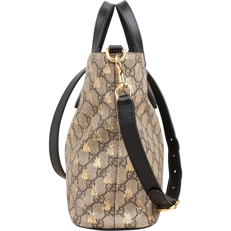 Gucci Monogram GG Supreme Bee Print Small Tote Handbag