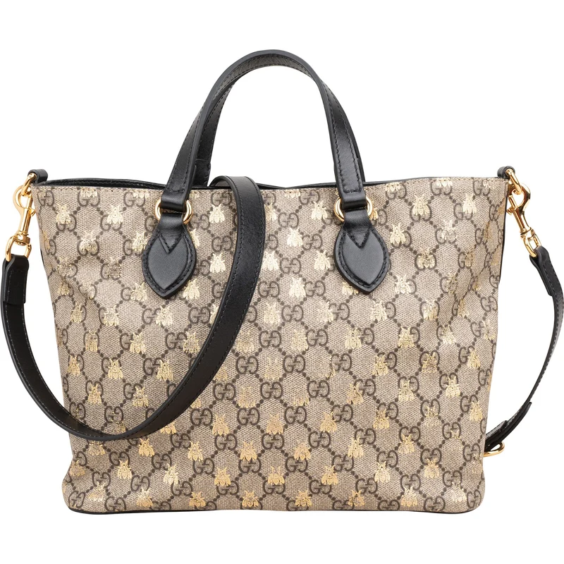 Gucci Monogram GG Supreme Bee Print Small Tote Handbag