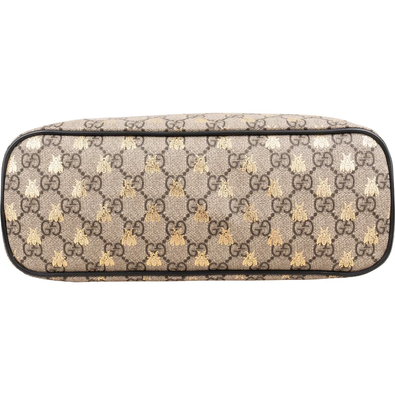 Gucci Monogram GG Supreme Bee Print Small Tote Handbag
