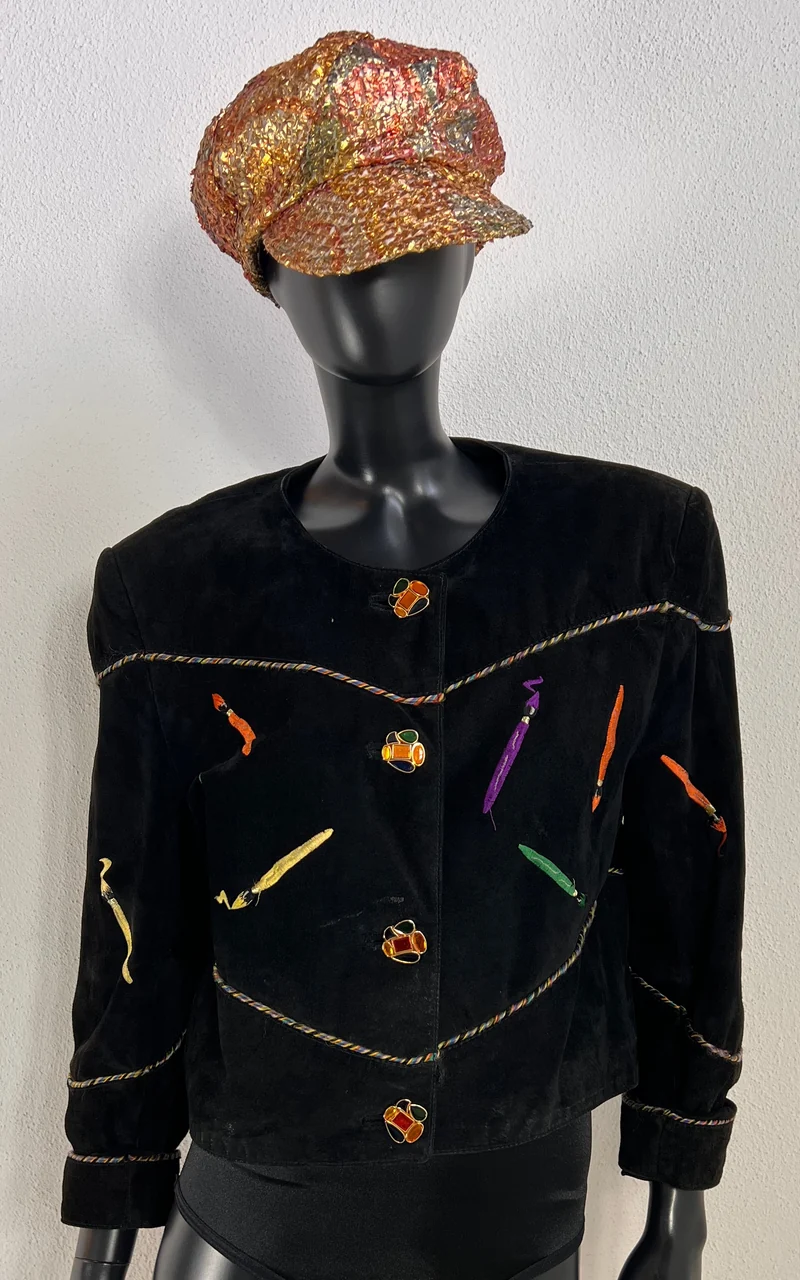 Vintage 90s Paint Brush Suede Jacket