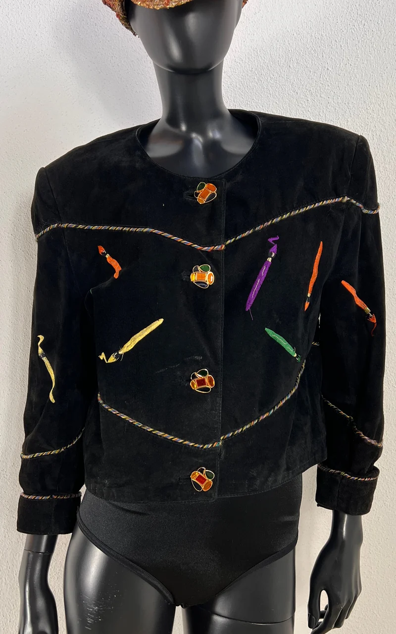 Vintage 90s Paint Brush Suede Jacket