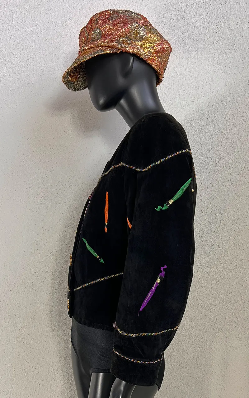 Vintage 90s Paint Brush Suede Jacket