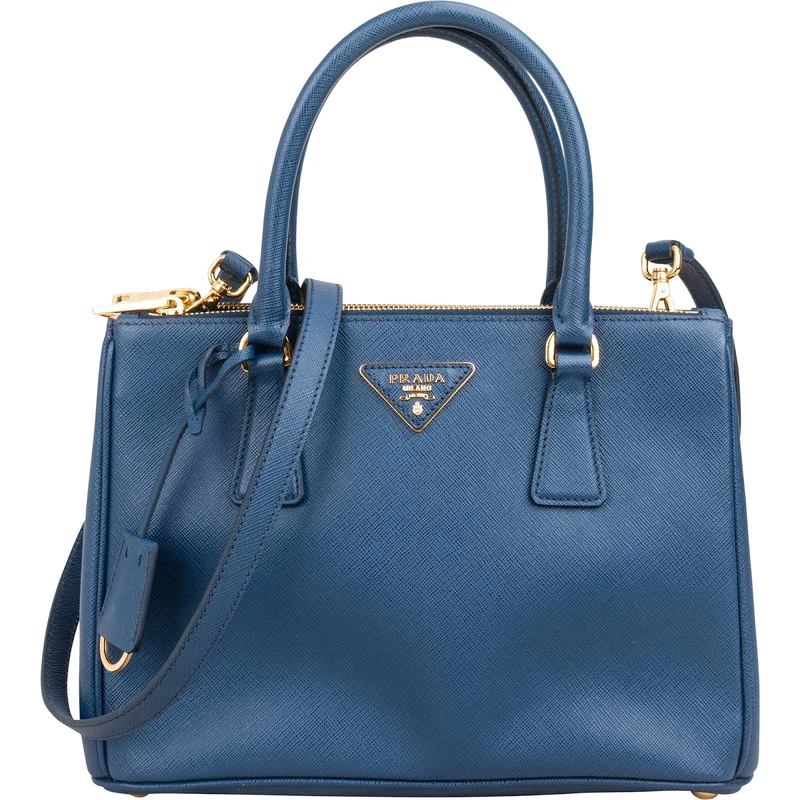 Prada Blue Saffiano Leather Small Galleria Handbag