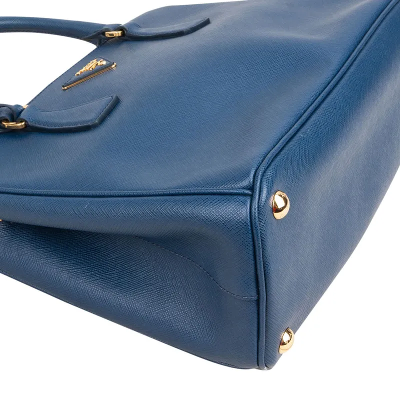 Prada Blue Saffiano Leather Small Galleria Handbag