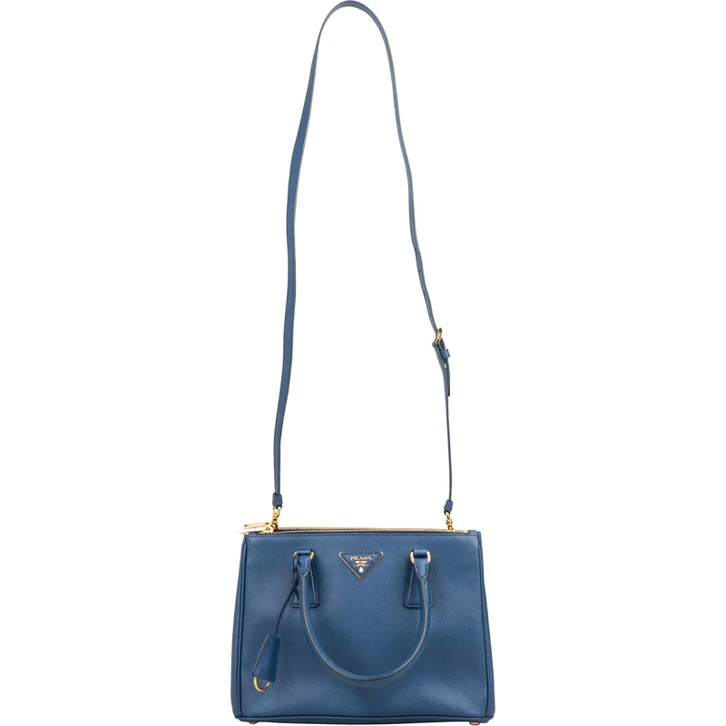 Prada Blue Saffiano Leather Small Galleria Handbag