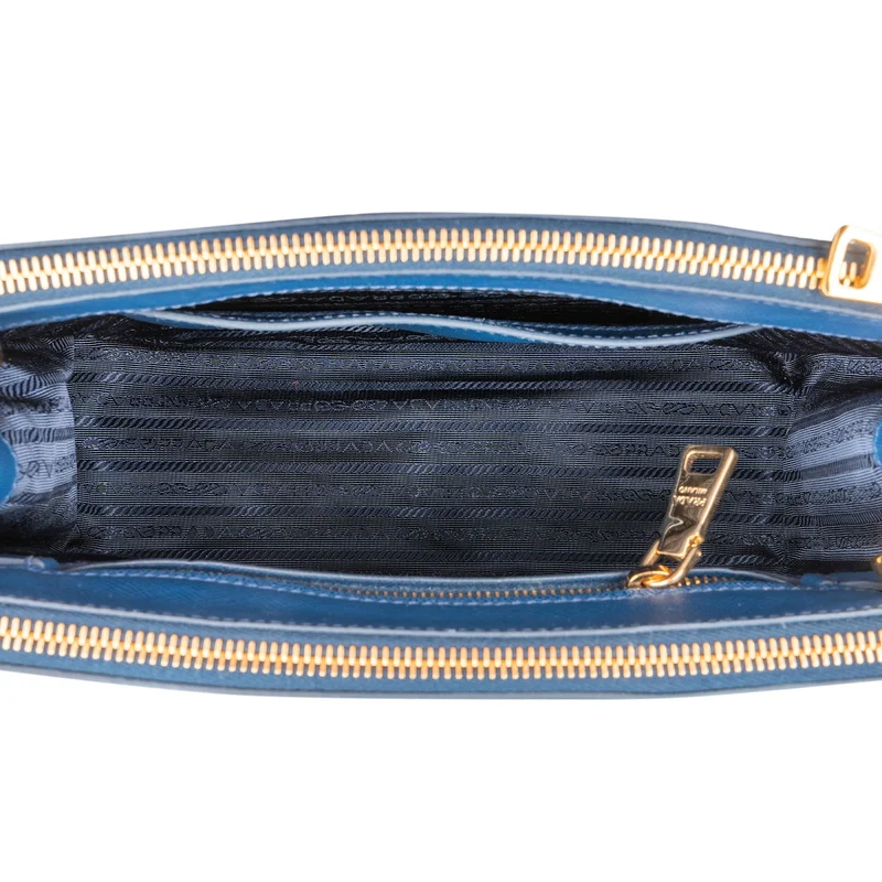 Prada Blue Saffiano Leather Small Galleria Handbag