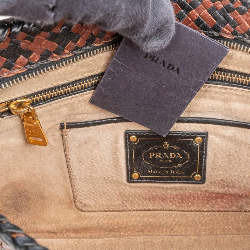 Prada Limited India Woven Leather Large Clutch Bag