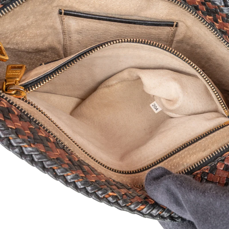 Prada Limited India Woven Leather Large Clutch Bag