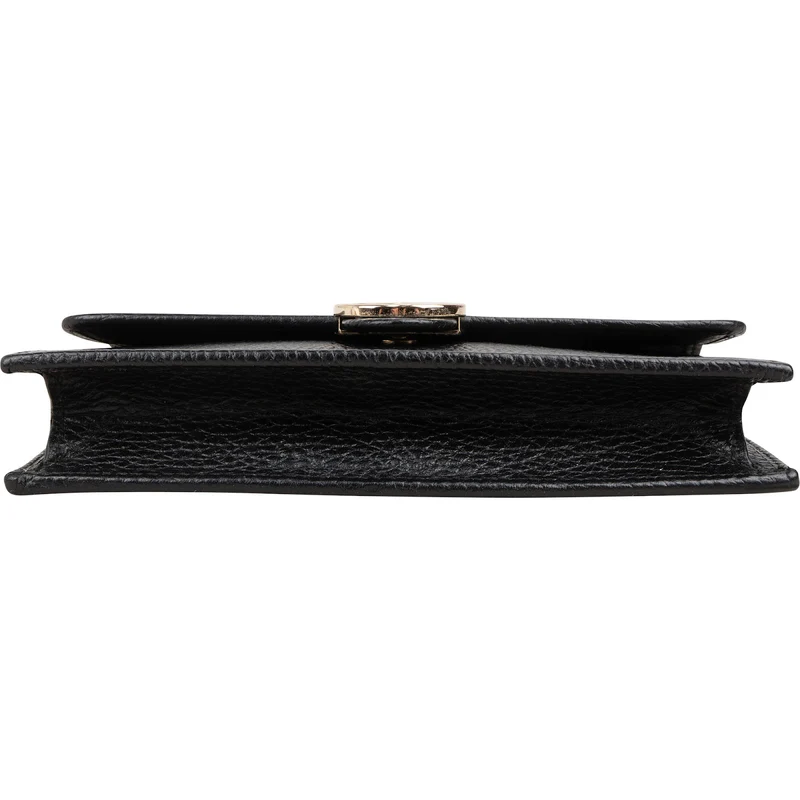 Gucci Grained Leather Interlocking GG Wallet On Chain Crossbody Bag