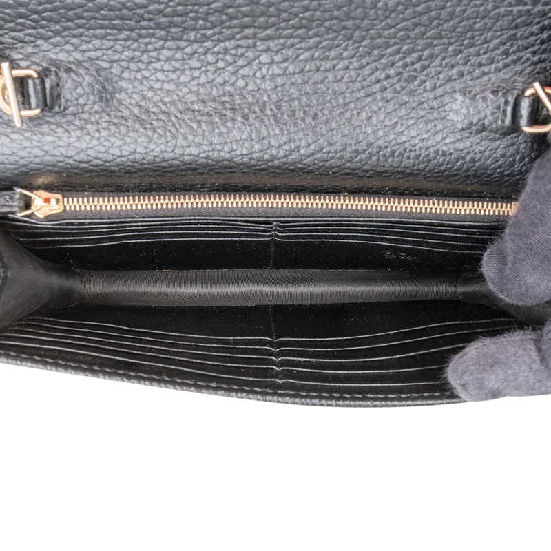 Gucci Grained Leather Interlocking GG Wallet On Chain Crossbody Bag