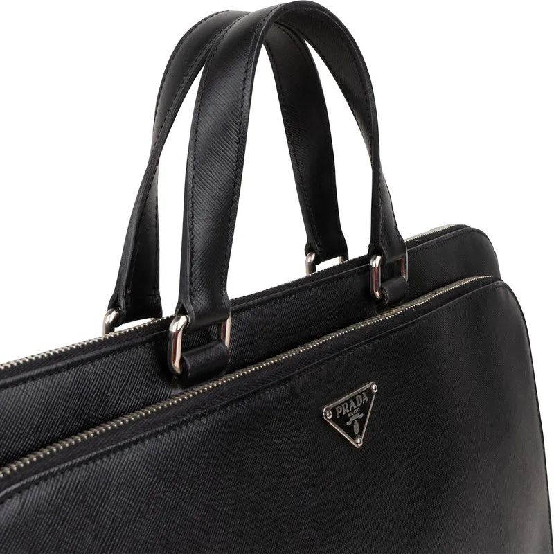 Prada Saffiano Leather Triangle Briefcase Handbag