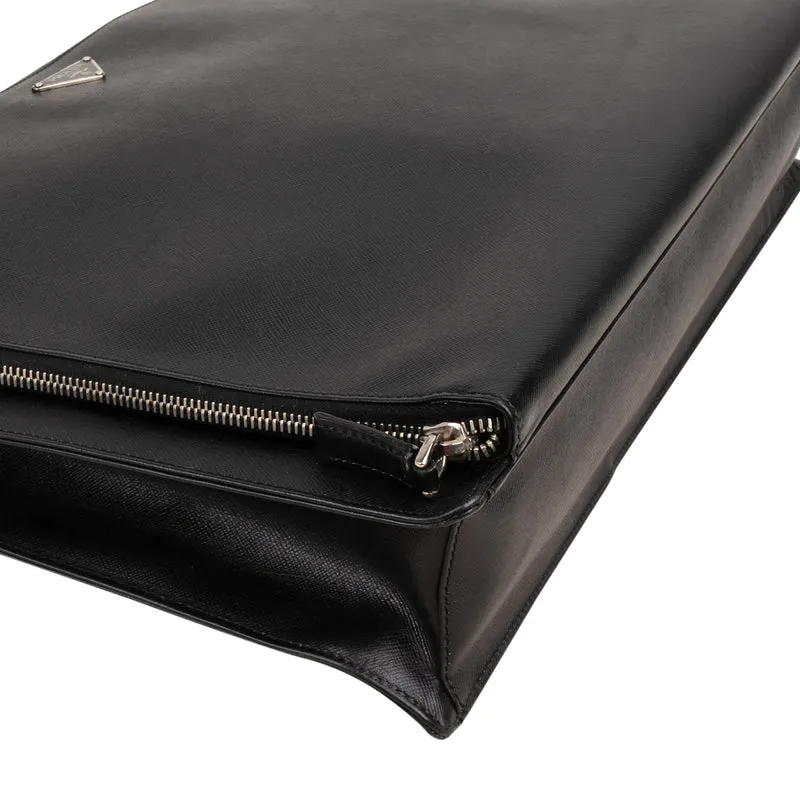 Prada Saffiano Leather Triangle Briefcase Handbag