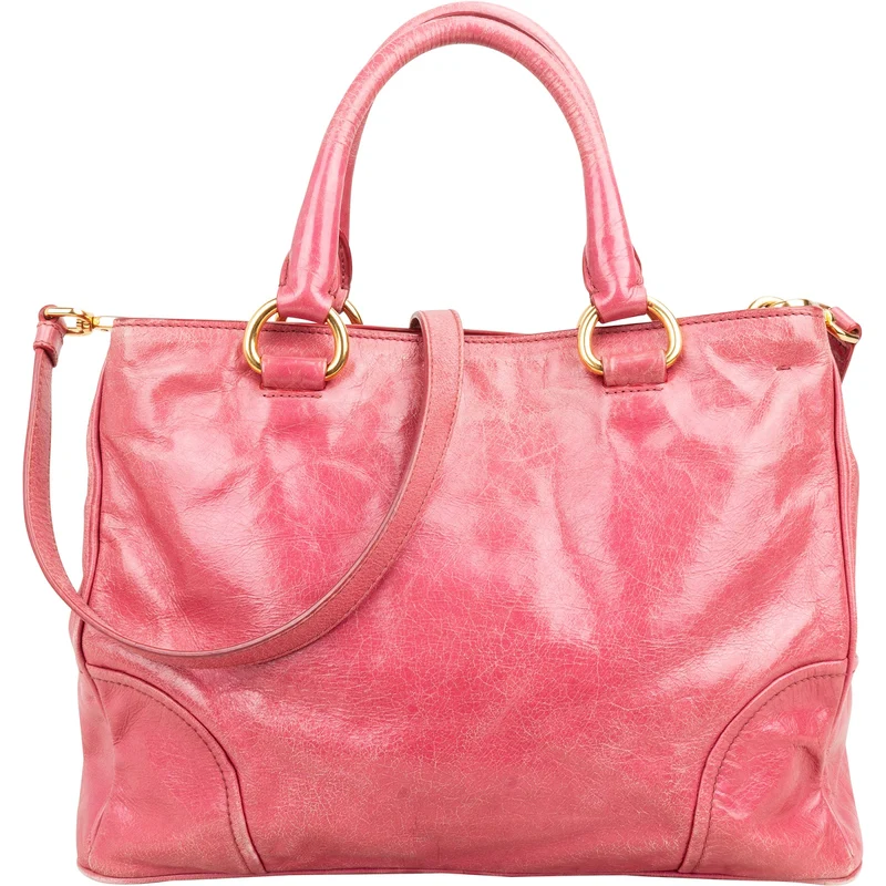 Prada Pink Vitello Lux Shine Leather Tote Handbag