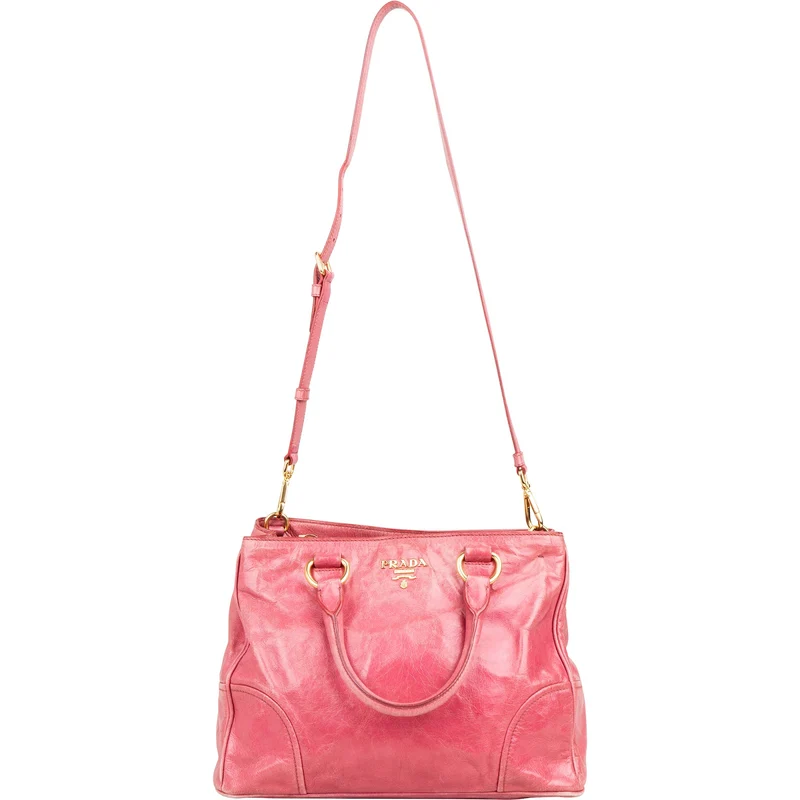 Prada Pink Vitello Lux Shine Leather Tote Handbag