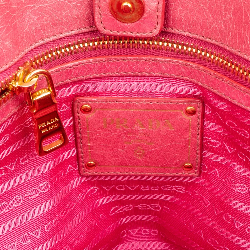 Prada Pink Vitello Lux Shine Leather Tote Handbag