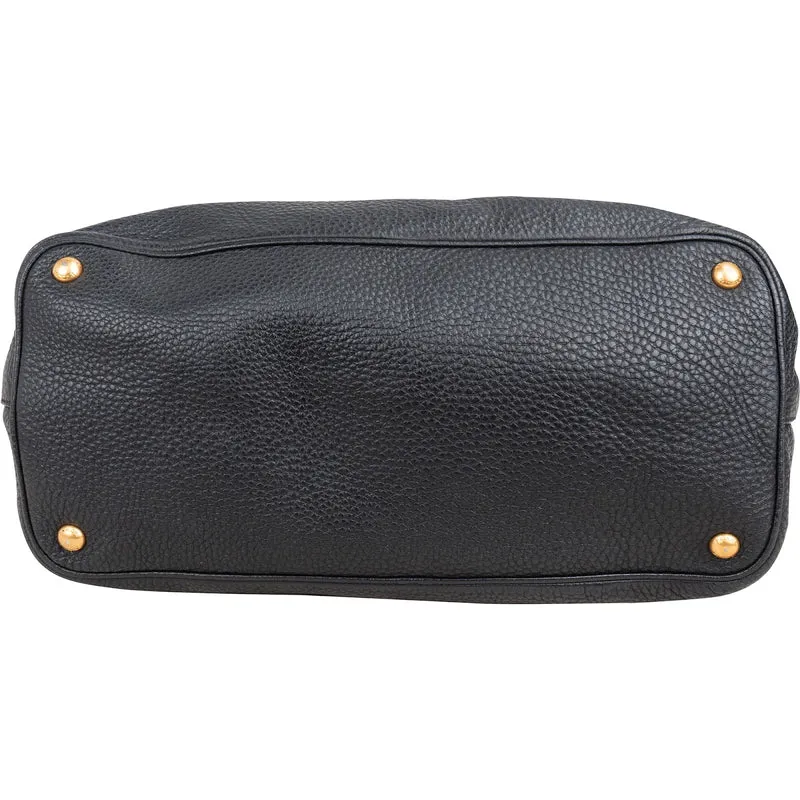 Prada Black Vitello Daino Leather Tote Handbag