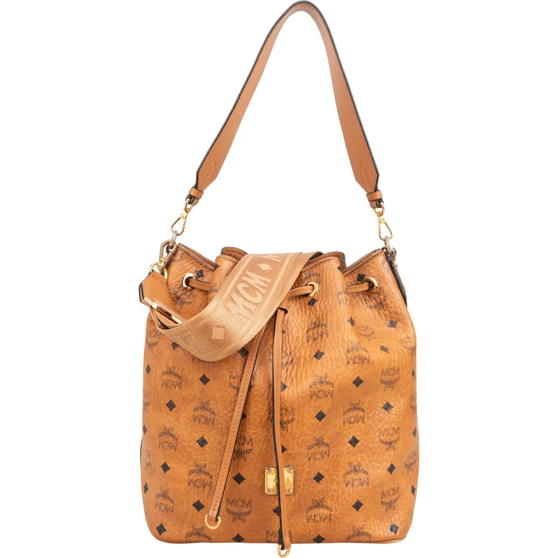 MCM Monogram Visetos Canvas Aren Bucket Drawstring Crossbody Bag