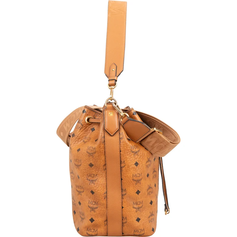 MCM Monogram Visetos Canvas Aren Bucket Drawstring Crossbody Bag