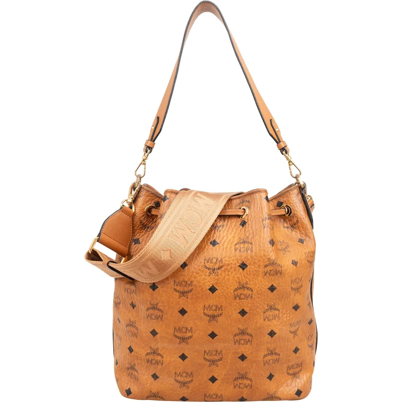 MCM Monogram Visetos Canvas Aren Bucket Drawstring Crossbody Bag