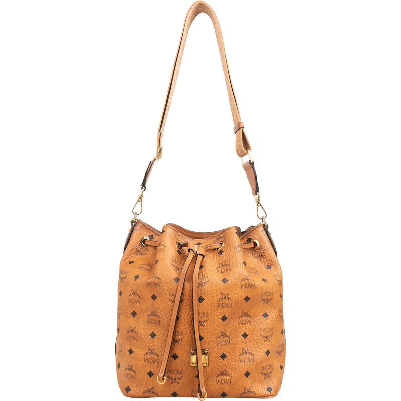 MCM Monogram Visetos Canvas Aren Bucket Drawstring Crossbody Bag