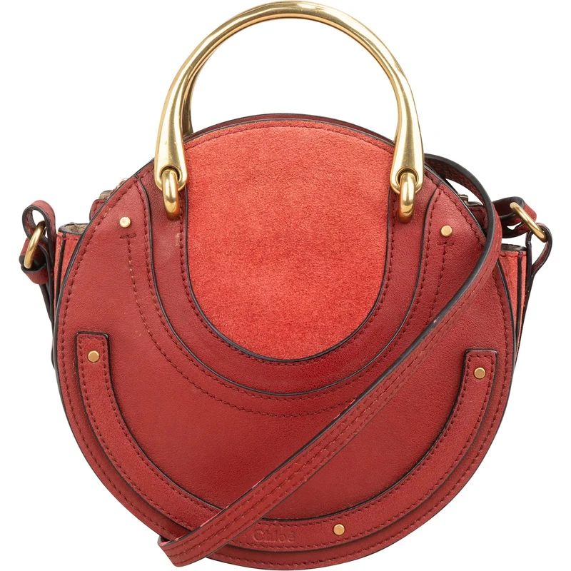 Chloé Suede & Leather Metal Handle Small Pixie Crossbody Handbag