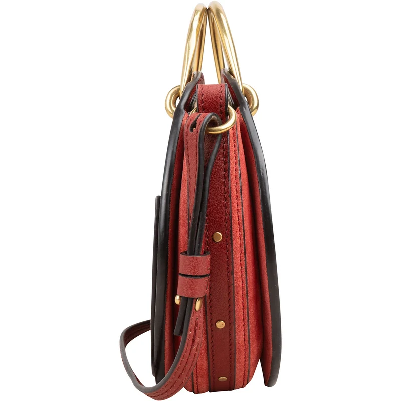 Chloé Suede & Leather Metal Handle Small Pixie Crossbody Handbag