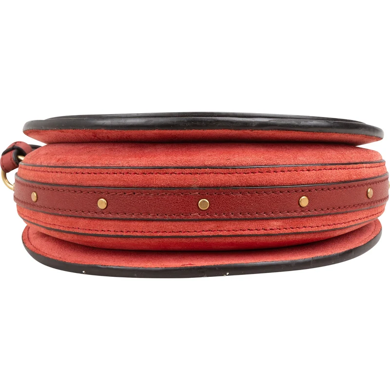 Chloé Suede & Leather Metal Handle Small Pixie Crossbody Handbag