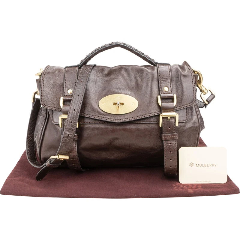 Mulberry Brown Buffalo Leather Small Alexa Satchel Handbag