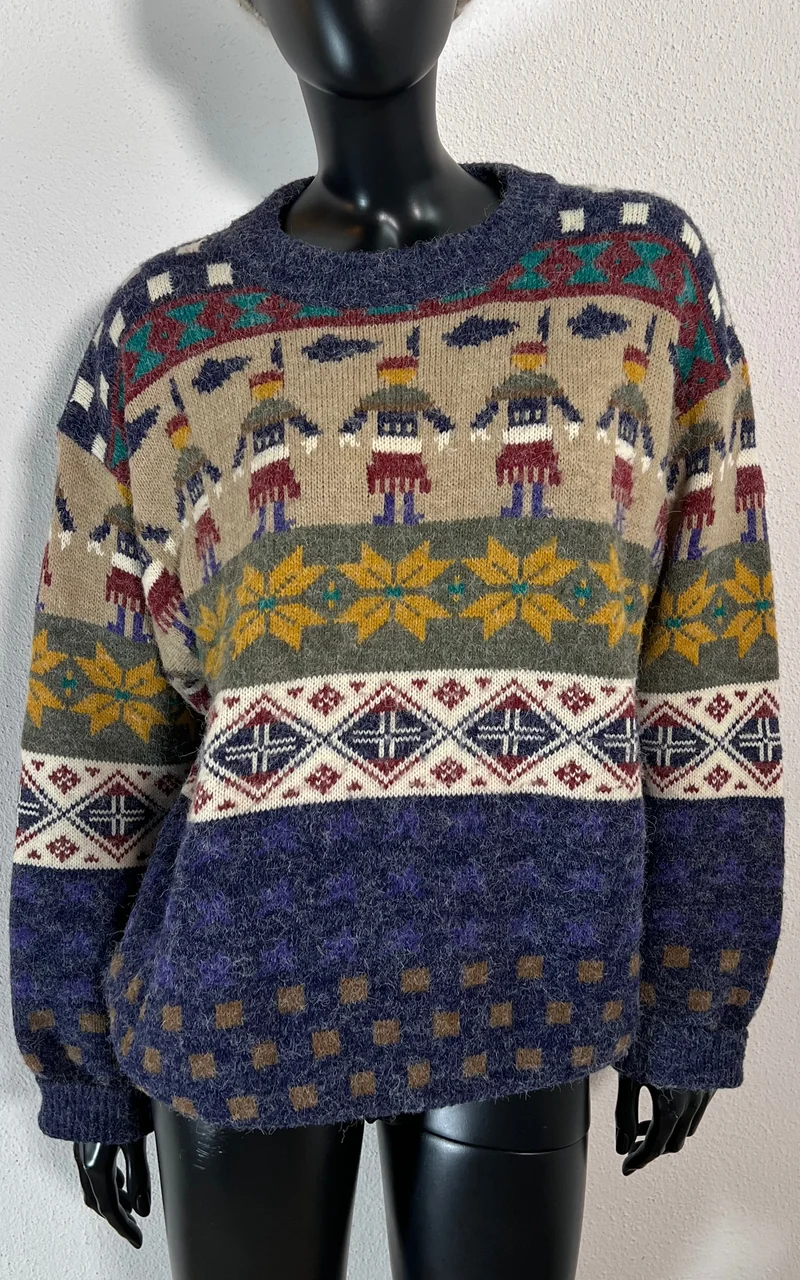 Vintage Fair Isle and Native American Wool Sweater