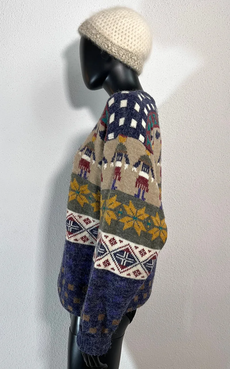 Vintage Fair Isle and Native American Wool Sweater