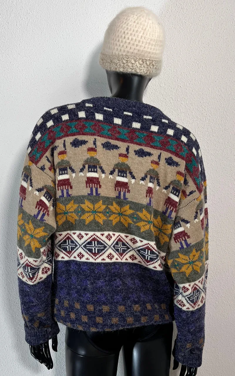 Vintage Fair Isle and Native American Wool Sweater