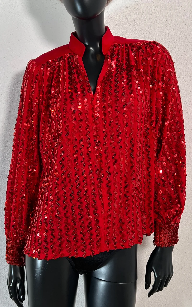 Vintage Ann Green Sequins and Velvet Shirt