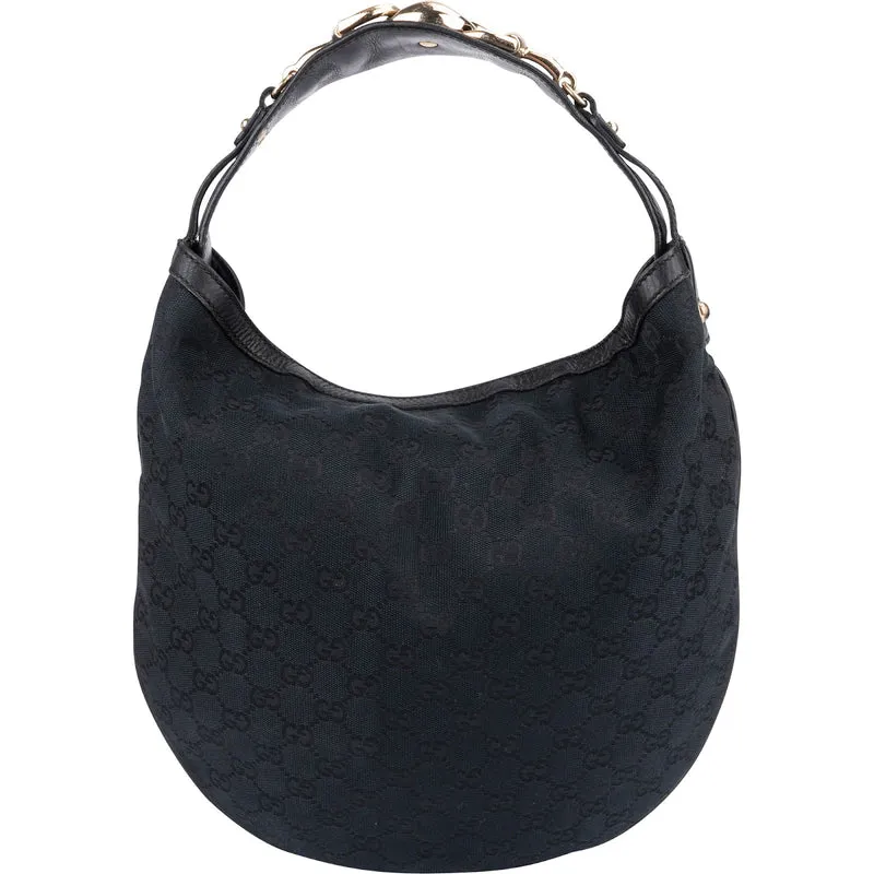 Gucci Monogram GG Canvas Chain Horsebit Hobo Shoulder Bag