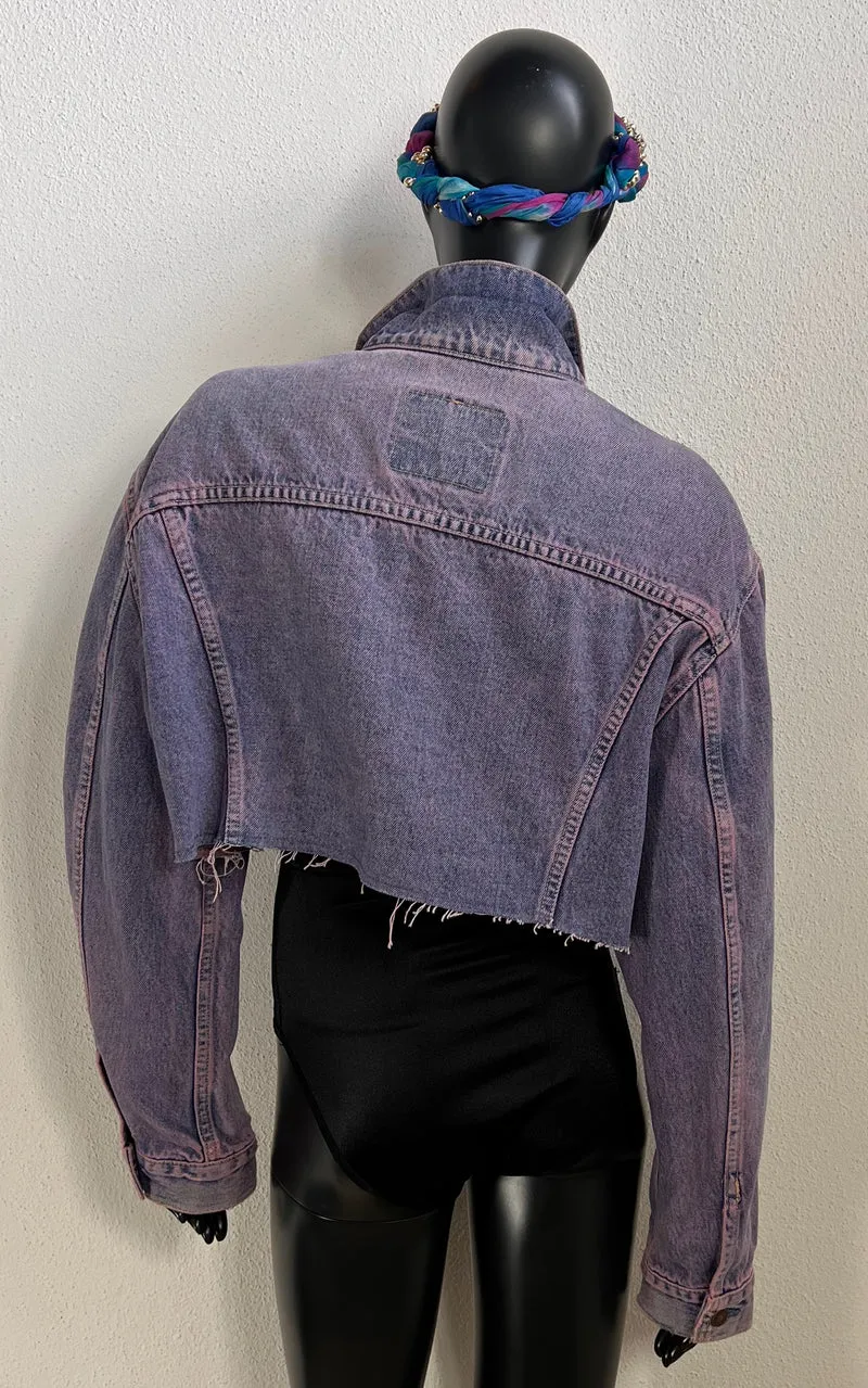 Vintage Cropped Levis Jacket Pink Acid Wash