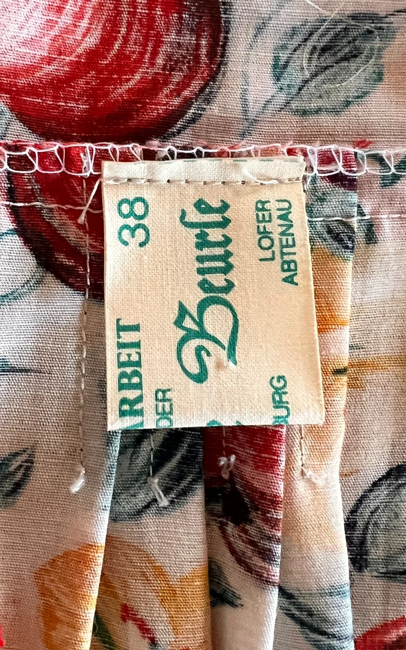 Vintage Austrian Fruit Print Midi Dress - Apple and Cherrys