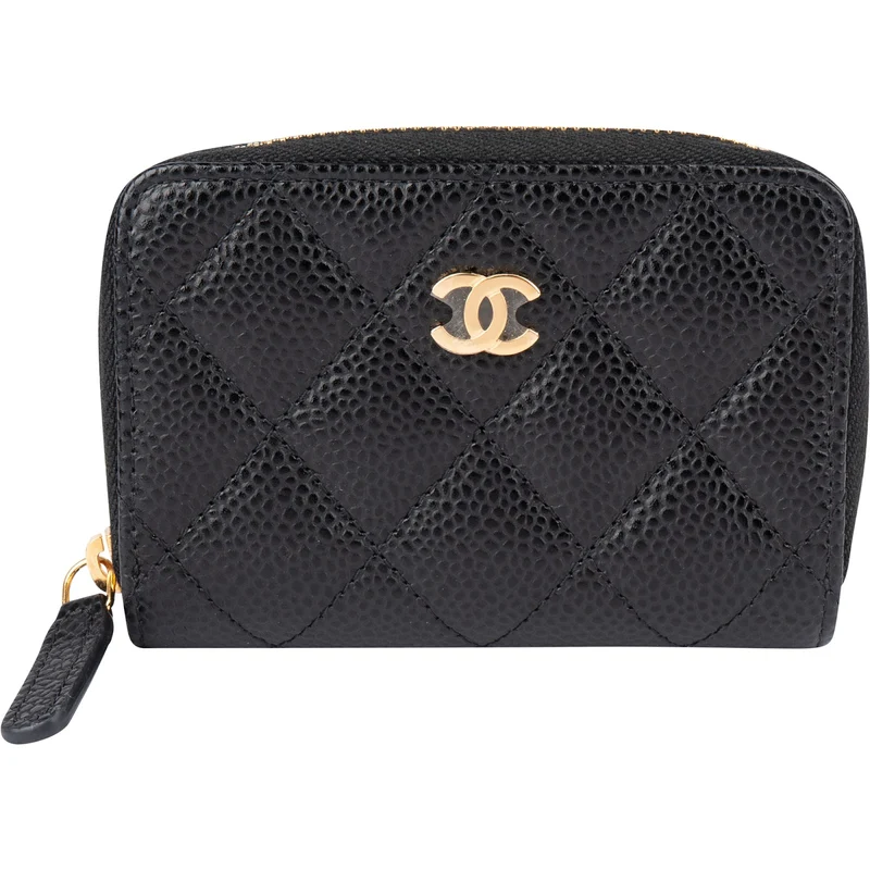 Chanel Quilted Caviar Leather Zipped CC Coin Purse Wallet