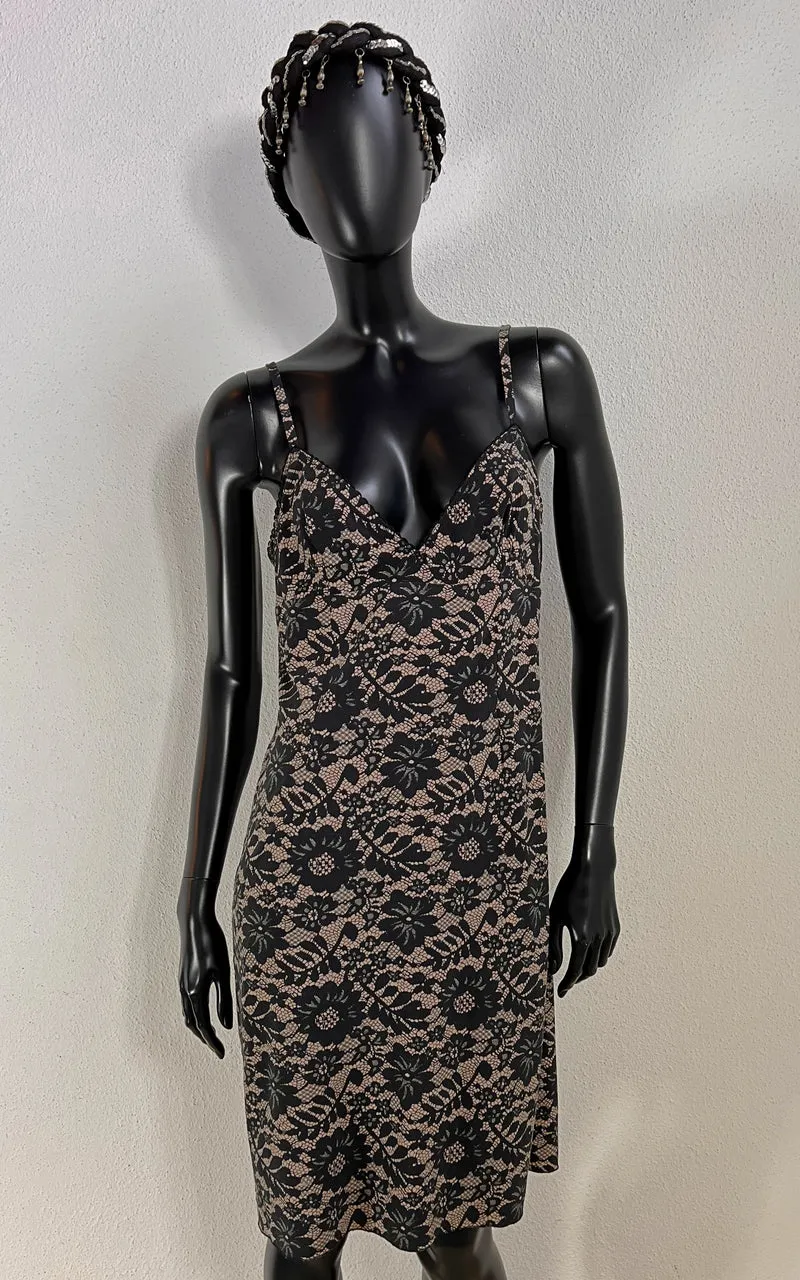 Vintage Lace Print Slip Dress