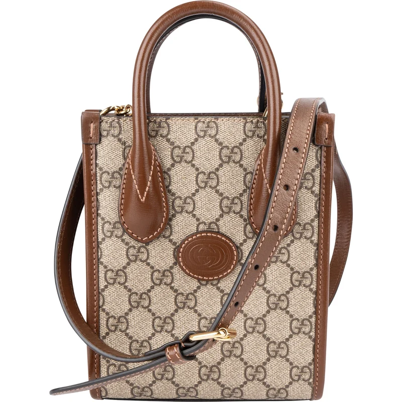 Gucci Monogram GG Supreme Interlocking G Mini Paperbag Crossbody Handbagag