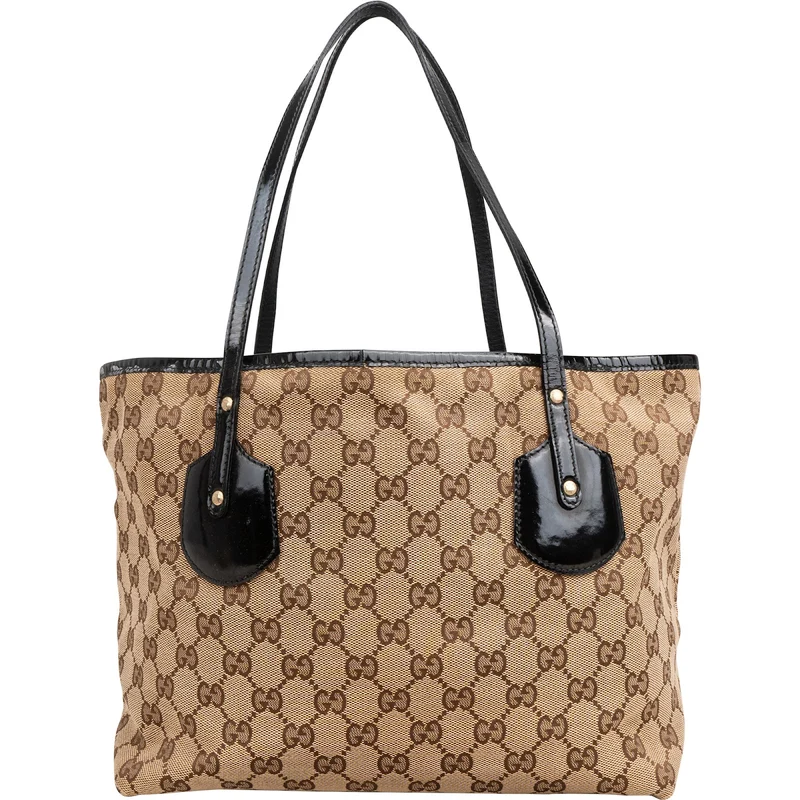Gucci Monogram GG Canvas Patent Leather Charmy Shoulder Bag
