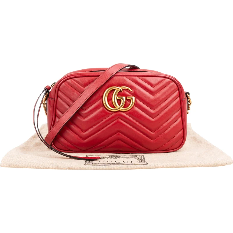 Gucci Matelassé Leather GG Marmont Camera Crossbody Bag