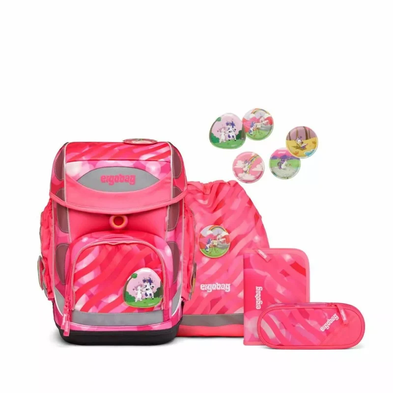 Schulrucksack Set Cubo 5tlg. Kuntbärbuntes Einhorn Neo Edition Pink