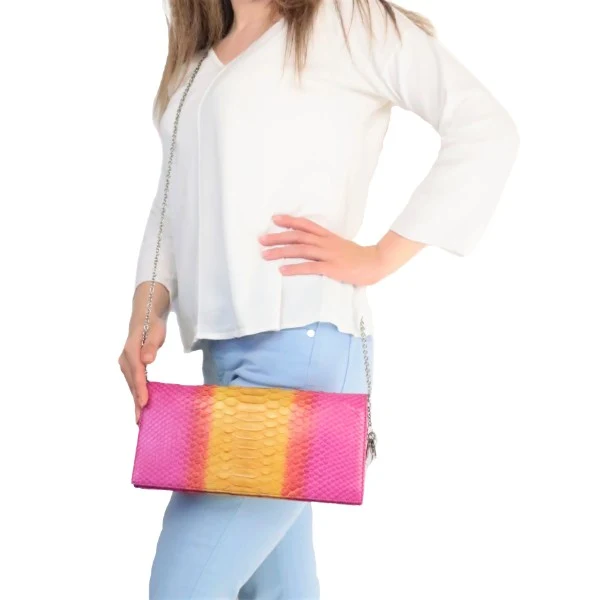 Dior Limited Edition Pink Python Leather Bag Clutch