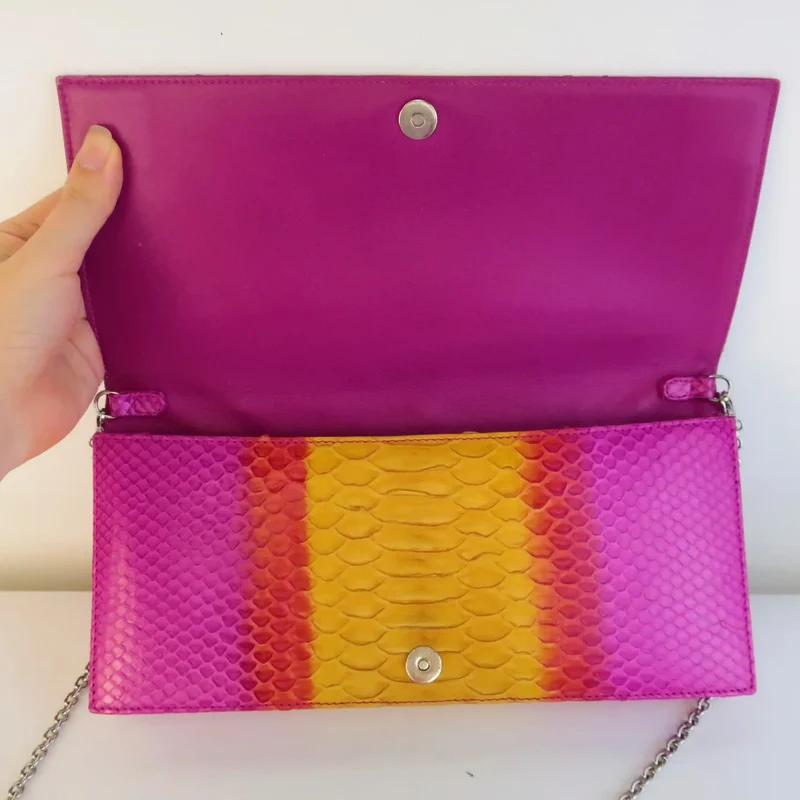 Dior Limited Edition Pink Python Leather Bag Clutch