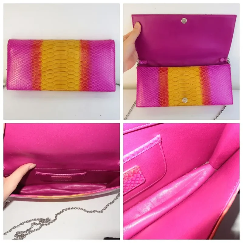 Dior Limited Edition Pink Python Leather Bag Clutch